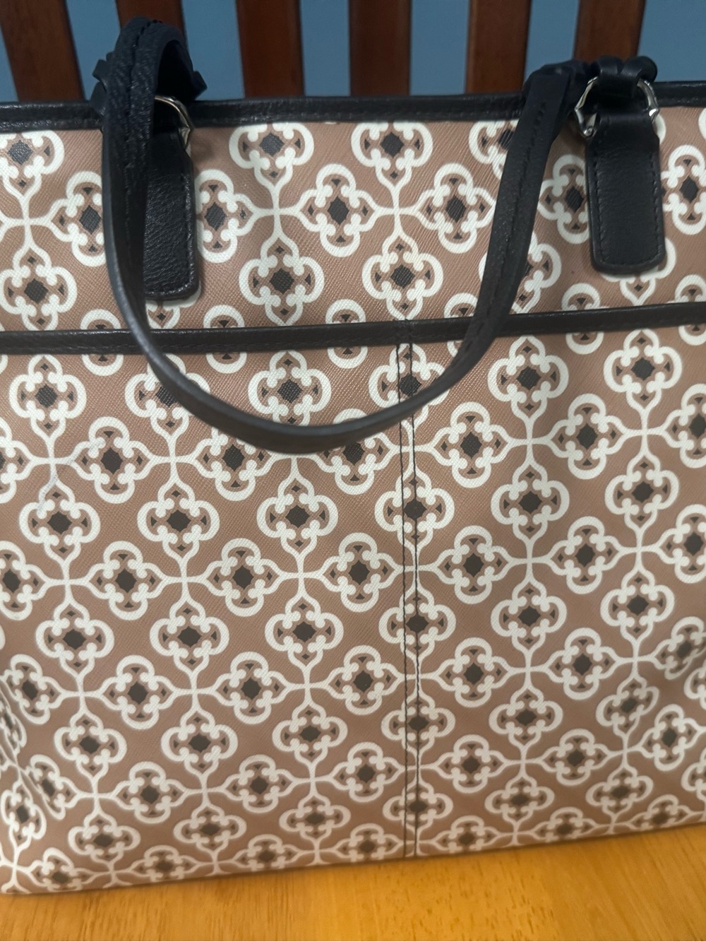 BRIGHTON Araceli Carry-all Brown and Cream Patterned Tote Bag with Tassel - Picture 10 of 12